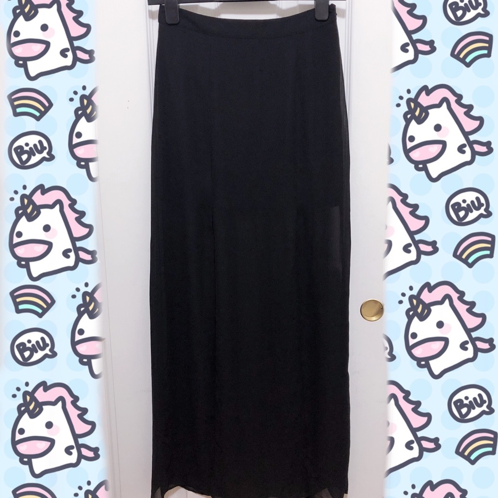 Black sheer maxi skirt